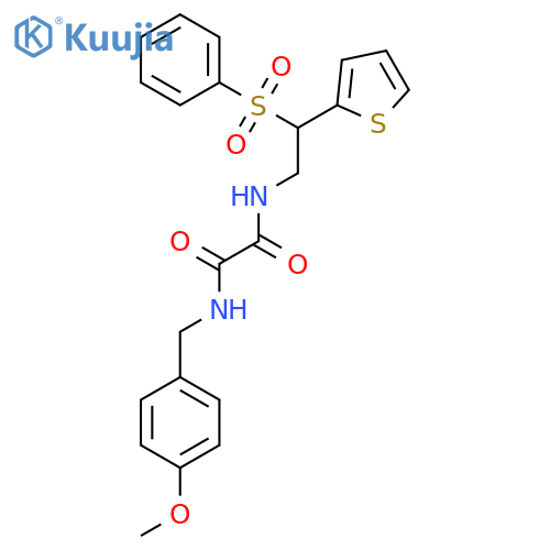 N-2-(benzenesulfonyl)-2-(thiophen-2-yl)ethyl-N'-(4-methoxyphenyl)methylethanediamide structure