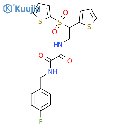 N'-(4-fluorophenyl)methyl-N-2-(thiophen-2-yl)-2-(thiophene-2-sulfonyl)ethylethanediamide structure