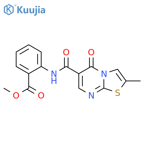 methyl 2-{2-methyl-5-oxo-5H-1,3thiazolo3,2-apyrimidine-6-amido}benzoate structure