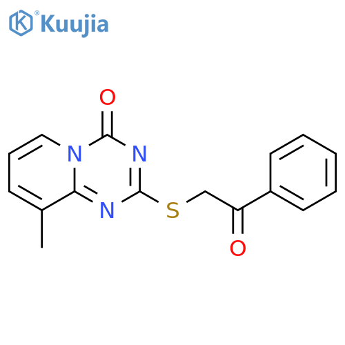 9-methyl-2-(2-oxo-2-phenylethyl)sulfanyl-4H-pyrido1,2-a1,3,5triazin-4-one structure