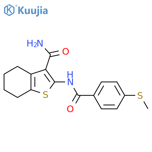 2-4-(methylsulfanyl)benzamido-4,5,6,7-tetrahydro-1-benzothiophene-3-carboxamide structure