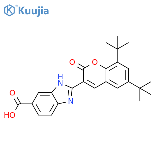 2-(6,8-di-tert-butyl-2-oxo-2H-chromen-3-yl)-1H-1,3-benzodiazole-5-carboxylic acid structure