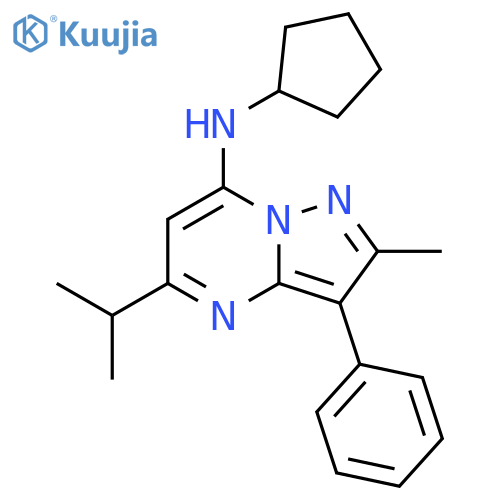 N-cyclopentyl-2-methyl-3-phenyl-5-(propan-2-yl)pyrazolo1,5-apyrimidin-7-amine structure