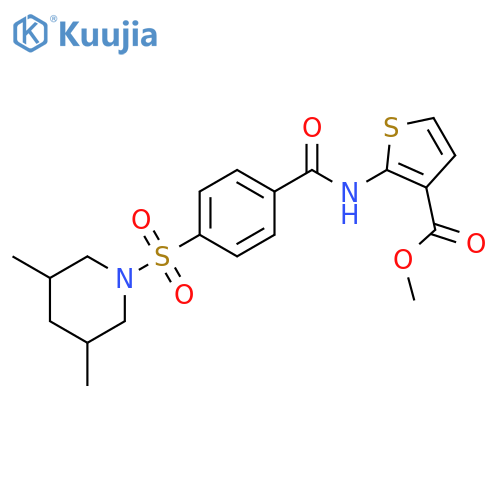 methyl 2-{4-(3,5-dimethylpiperidin-1-yl)sulfonylbenzamido}thiophene-3-carboxylate structure