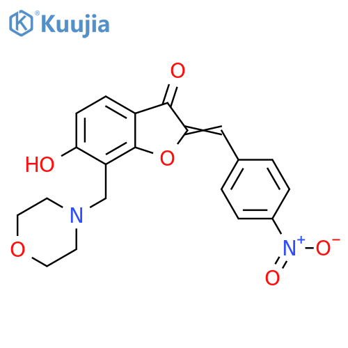 (2Z)-6-hydroxy-7-(morpholin-4-yl)methyl-2-(4-nitrophenyl)methylidene-2,3-dihydro-1-benzofuran-3-one structure