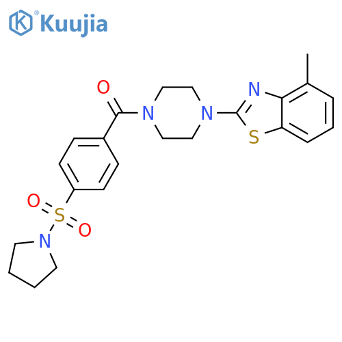 4-methyl-2-{4-4-(pyrrolidine-1-sulfonyl)benzoylpiperazin-1-yl}-1,3-benzothiazole structure