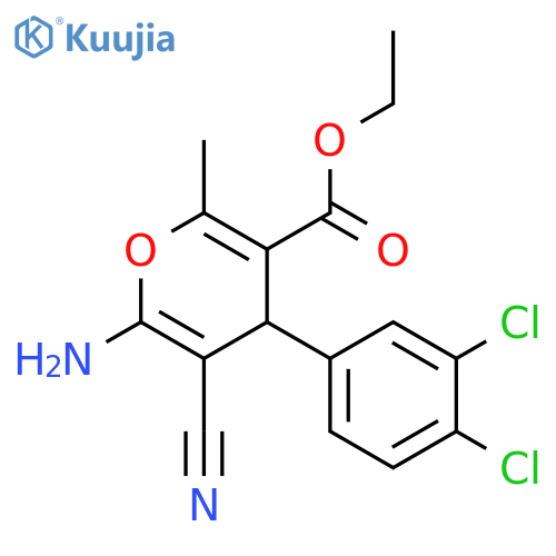 <br>6-Amino-5-cyano-4-(3,4-dichloro-phenyl)-2-methyl-4H-pyran-3-carboxylic acid  ethyl ester structure
