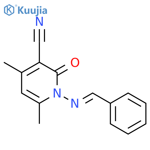 4,6-Dimethyl-2-oxo-1-(phenylmethylidene)amino-1,2-dihydropyridine-3-carbonitrile structure