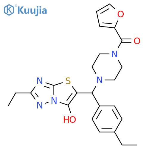 2-ethyl-5-(4-ethylphenyl)4-(furan-2-carbonyl)piperazin-1-ylmethyl-1,2,4triazolo3,2-b1,3thiazol-6-ol structure