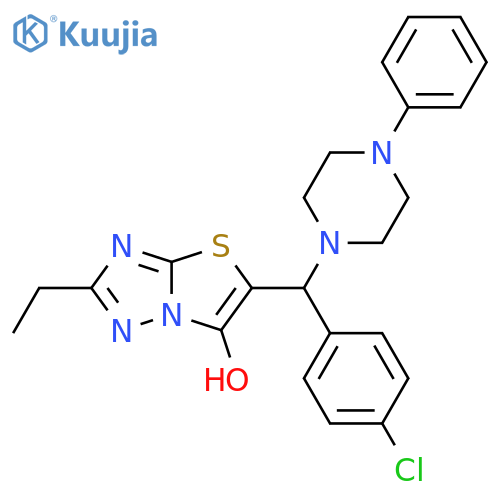 5-(4-chlorophenyl)(4-phenylpiperazin-1-yl)methyl-2-ethyl-1,2,4triazolo3,2-b1,3thiazol-6-ol structure