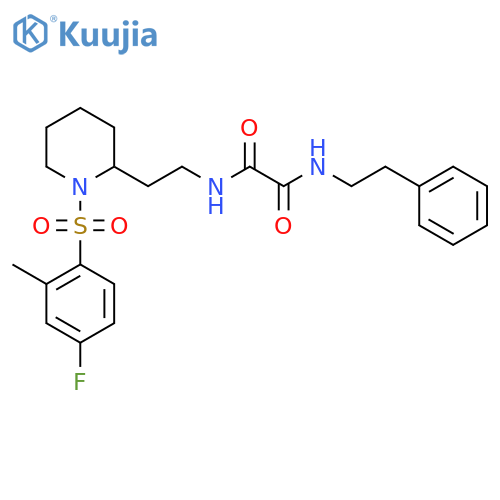 N-{2-1-(4-fluoro-2-methylbenzenesulfonyl)piperidin-2-ylethyl}-N'-(2-phenylethyl)ethanediamide structure