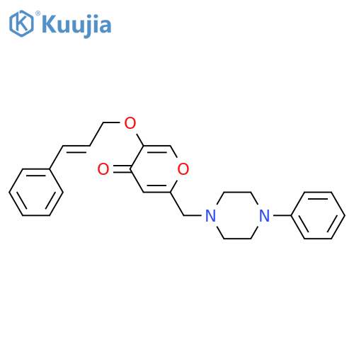 2-(4-phenylpiperazin-1-yl)methyl-5-{(2E)-3-phenylprop-2-en-1-yloxy}-4H-pyran-4-one structure