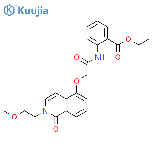 ethyl 2-(2-{2-(2-methoxyethyl)-1-oxo-1,2-dihydroisoquinolin-5-yloxy}acetamido)benzoate structure