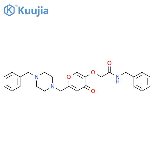 N-benzyl-2-({6-(4-benzylpiperazin-1-yl)methyl-4-oxo-4H-pyran-3-yl}oxy)acetamide structure