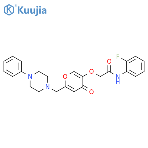 N-(2-fluorophenyl)-2-({4-oxo-6-(4-phenylpiperazin-1-yl)methyl-4H-pyran-3-yl}oxy)acetamide structure