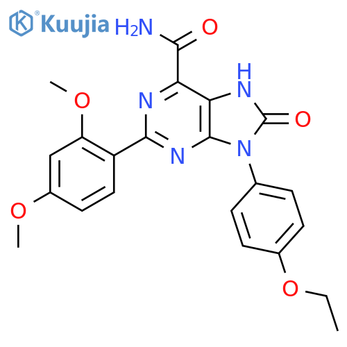 2-(2,4-dimethoxyphenyl)-9-(4-ethoxyphenyl)-8-oxo-8,9-dihydro-7H-purine-6-carboxamide structure