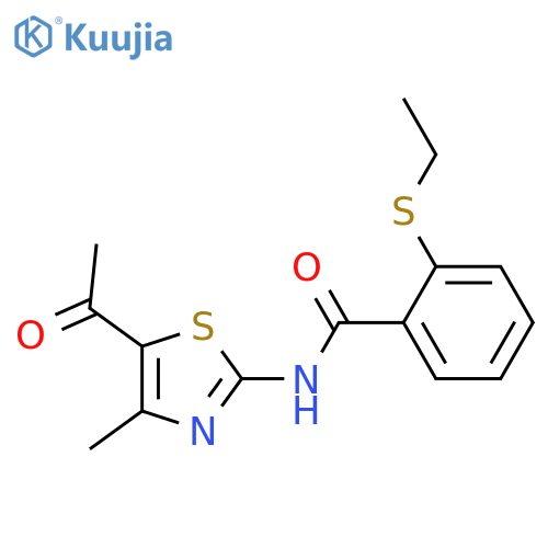 N-(5-acetyl-4-methyl-1,3-thiazol-2-yl)-2-(ethylsulfanyl)benzamide structure