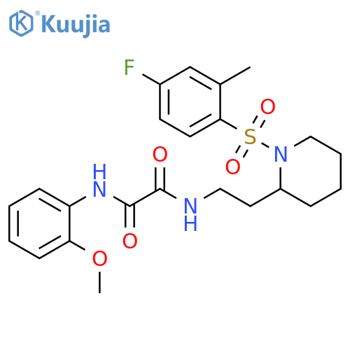 N-{2-1-(4-fluoro-2-methylbenzenesulfonyl)piperidin-2-ylethyl}-N'-(2-methoxyphenyl)ethanediamide structure