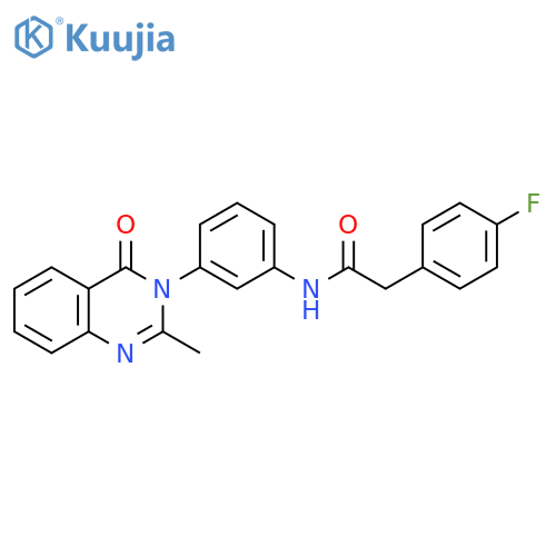 2-(4-fluorophenyl)-N-3-(2-methyl-4-oxo-3,4-dihydroquinazolin-3-yl)phenylacetamide structure