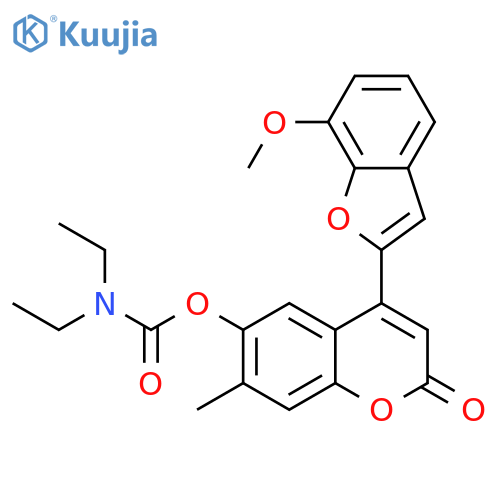4-(7-methoxy-1-benzofuran-2-yl)-7-methyl-2-oxo-2H-chromen-6-yl N,N-diethylcarbamate structure