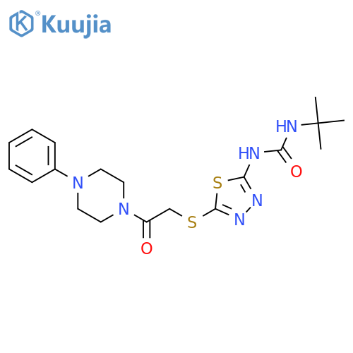 3-tert-butyl-1-(5-{2-oxo-2-(4-phenylpiperazin-1-yl)ethylsulfanyl}-1,3,4-thiadiazol-2-yl)urea structure