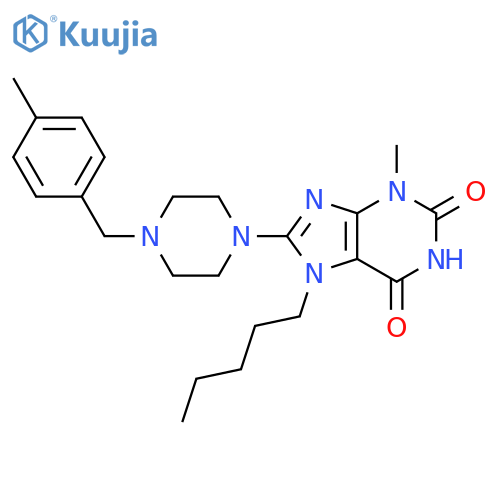 3-methyl-8-{4-(4-methylphenyl)methylpiperazin-1-yl}-7-pentyl-2,3,6,7-tetrahydro-1H-purine-2,6-dione structure
