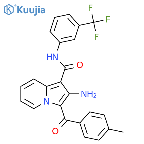 2-amino-3-(4-methylbenzoyl)-N-3-(trifluoromethyl)phenylindolizine-1-carboxamide structure
