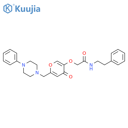 2-({4-oxo-6-(4-phenylpiperazin-1-yl)methyl-4H-pyran-3-yl}oxy)-N-(2-phenylethyl)acetamide structure
