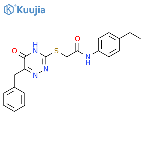 2-(6-benzyl-5-oxo-4,5-dihydro-1,2,4-triazin-3-yl)sulfanyl-N-(4-ethylphenyl)acetamide structure