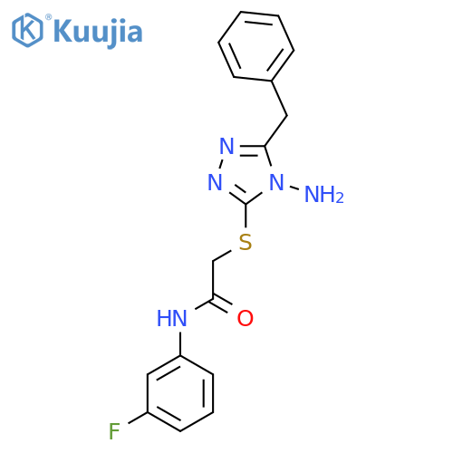 2-(4-amino-5-benzyl-4H-1,2,4-triazol-3-yl)sulfanyl-N-(3-fluorophenyl)acetamide structure