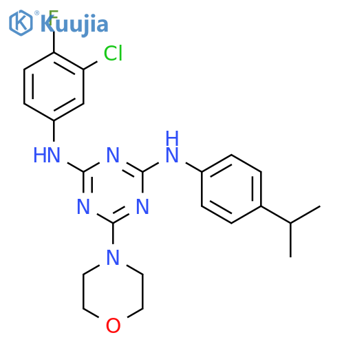 N2-(3-chloro-4-fluorophenyl)-6-(morpholin-4-yl)-N4-4-(propan-2-yl)phenyl-1,3,5-triazine-2,4-diamine structure
