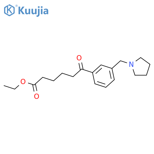 Ethyl 6-oxo-6-3-(pyrrolidinomethyl)phenylhexanoate structure