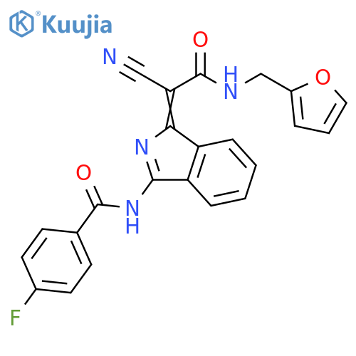 N-(1Z)-1-cyano({(furan-2-yl)methylcarbamoyl})methylidene-1H-isoindol-3-yl-4-fluorobenzamide structure