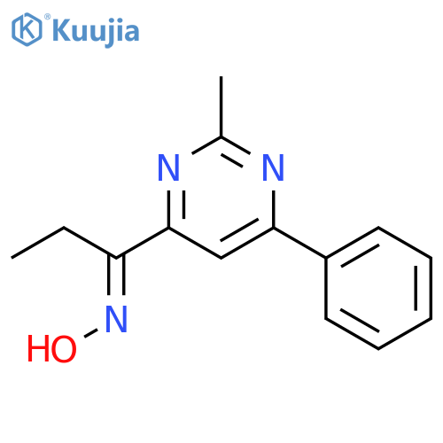 1-Propanone, 1-(2-methyl-6-phenyl-4-pyrimidinyl)-, oxime structure