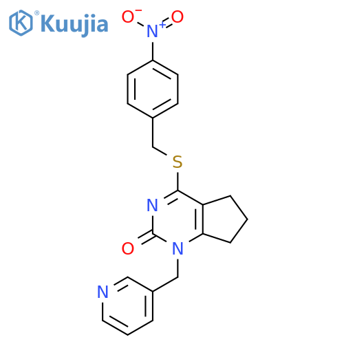 4-{(4-nitrophenyl)methylsulfanyl}-1-(pyridin-3-yl)methyl-1H,2H,5H,6H,7H-cyclopentadpyrimidin-2-one structure