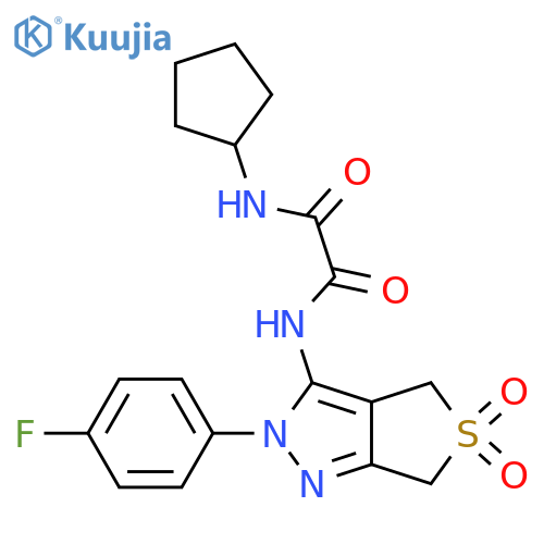 N'-cyclopentyl-N-2-(4-fluorophenyl)-5,5-dioxo-2H,4H,6H-5lambda6-thieno3,4-cpyrazol-3-ylethanediamide structure