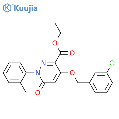 ethyl 4-(3-chlorophenyl)methoxy-1-(2-methylphenyl)-6-oxo-1,6-dihydropyridazine-3-carboxylate structure
