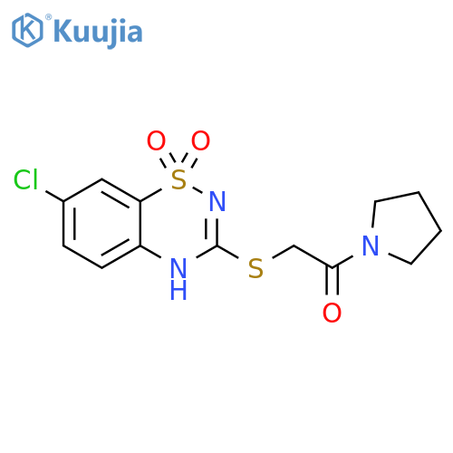 7-chloro-3-{2-oxo-2-(pyrrolidin-1-yl)ethylsulfanyl}-4H-1lambda6,2,4-benzothiadiazine-1,1-dione structure