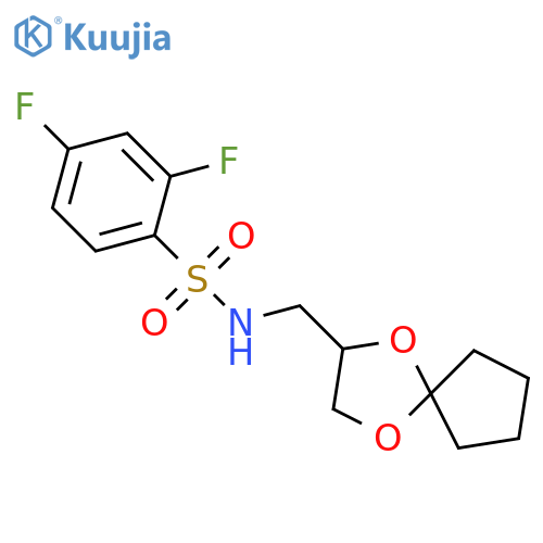 N-({1,4-dioxaspiro4.4nonan-2-yl}methyl)-2,4-difluorobenzene-1-sulfonamide structure