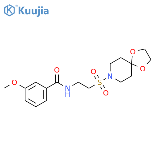 N-(2-{1,4-dioxa-8-azaspiro4.5decane-8-sulfonyl}ethyl)-3-methoxybenzamide structure
