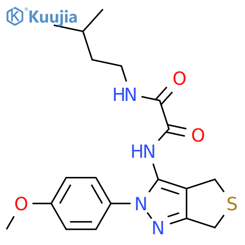 N'-2-(4-methoxyphenyl)-2H,4H,6H-thieno3,4-cpyrazol-3-yl-N-(3-methylbutyl)ethanediamide structure