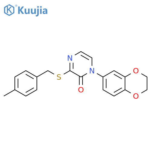 1-(2,3-dihydro-1,4-benzodioxin-6-yl)-3-{(4-methylphenyl)methylsulfanyl}-1,2-dihydropyrazin-2-one structure