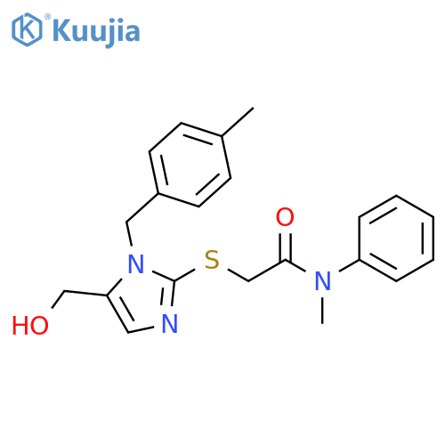 2-{5-(hydroxymethyl)-1-(4-methylphenyl)methyl-1H-imidazol-2-ylsulfanyl}-N-methyl-N-phenylacetamide structure