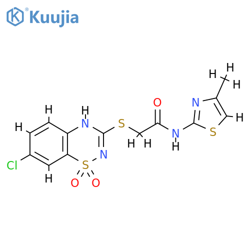 2-(7-chloro-1,1-dioxo-4H-1lambda6,2,4-benzothiadiazin-3-yl)sulfanyl-N-(4-methyl-1,3-thiazol-2-yl)acetamide structure