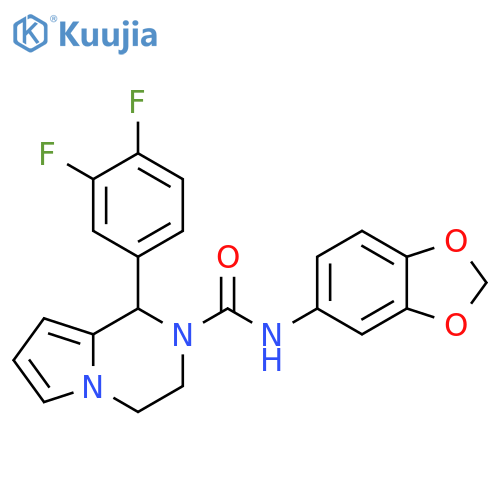 N-(2H-1,3-benzodioxol-5-yl)-1-(3,4-difluorophenyl)-1H,2H,3H,4H-pyrrolo1,2-apyrazine-2-carboxamide structure