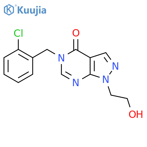 5-(2-chlorophenyl)methyl-1-(2-hydroxyethyl)-1H,4H,5H-pyrazolo3,4-dpyrimidin-4-one structure