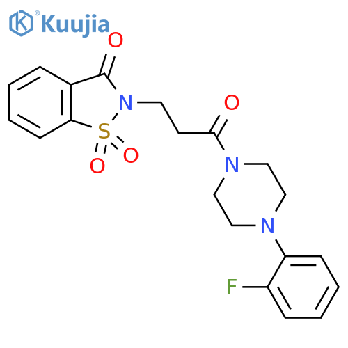 2-{3-4-(2-fluorophenyl)piperazin-1-yl-3-oxopropyl}-2,3-dihydro-1lambda6,2-benzothiazole-1,1,3-trione structure