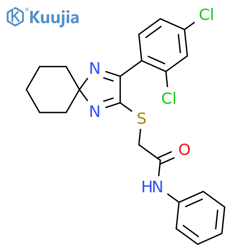 2-{3-(2,4-dichlorophenyl)-1,4-diazaspiro4.5deca-1,3-dien-2-ylsulfanyl}-N-phenylacetamide structure