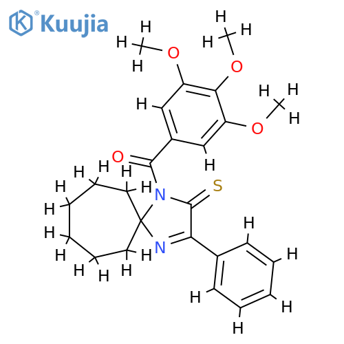 3-phenyl-1-(3,4,5-trimethoxybenzoyl)-1,4-diazaspiro4.6undec-3-ene-2-thione structure