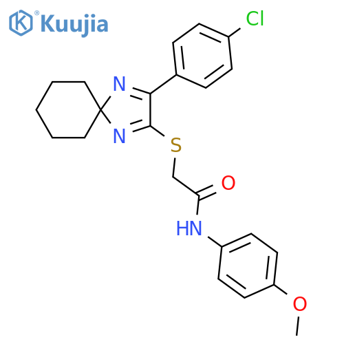 2-{3-(4-chlorophenyl)-1,4-diazaspiro4.5deca-1,3-dien-2-ylsulfanyl}-N-(4-methoxyphenyl)acetamide structure
